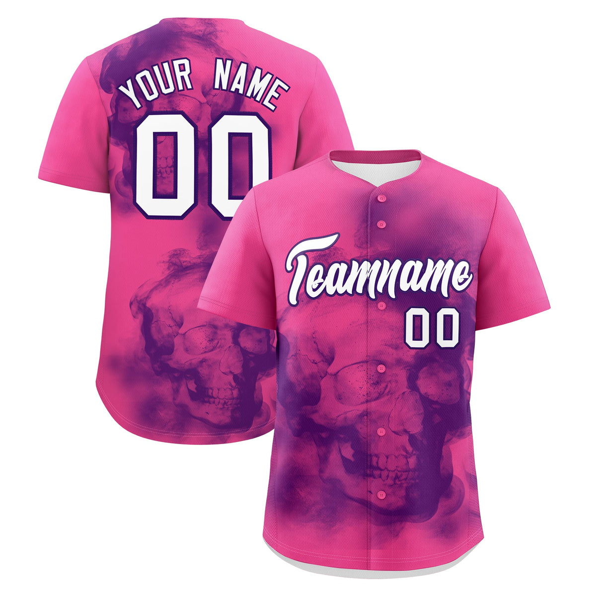 Custom Pink Purple White skeleton Graffiti Pattern Lightweight Baseball Jersey| KXKSHOP