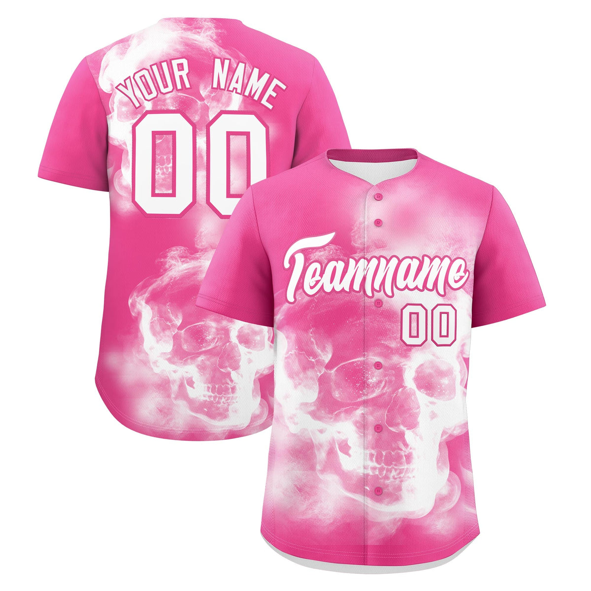 Custom Pink White skeleton Graffiti Pattern Lightweight Baseball Jersey| KXKSHOP