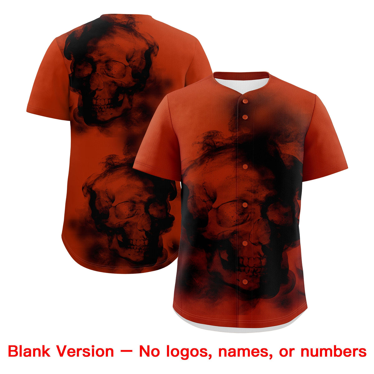 Custom Dark Orange Black White skeleton Graffiti Pattern Quick Dry Baseball Jersey| KXKSHOP