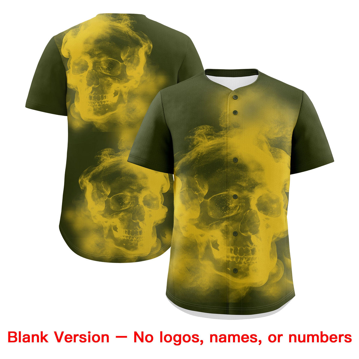 Custom Olive Gold Black skeleton Graffiti Pattern Quick Dry Baseball Jersey| KXKSHOP
