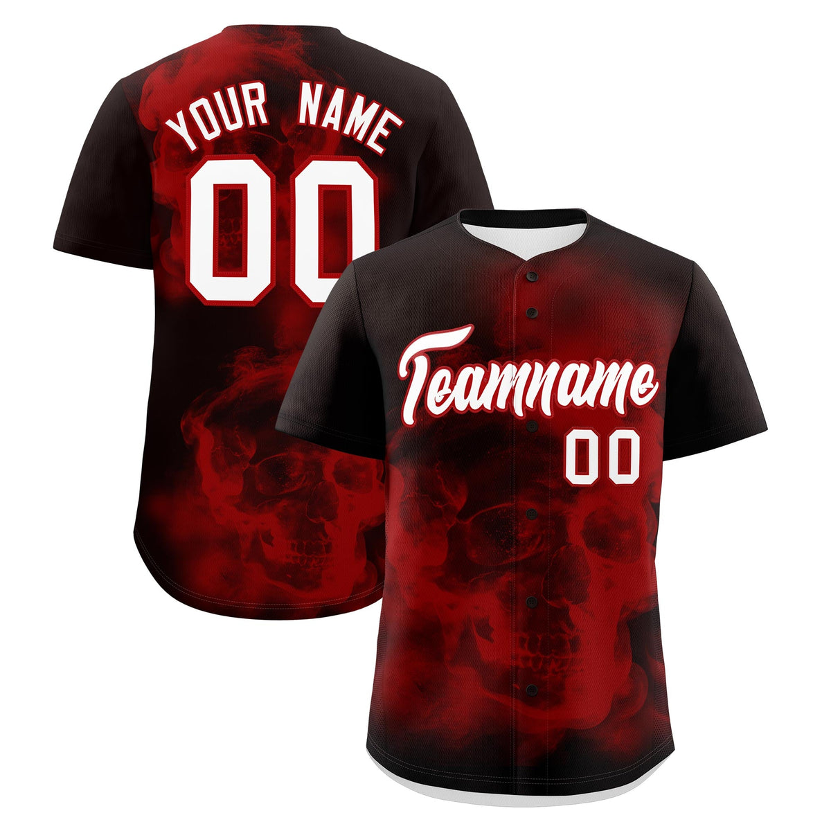 Custom Brown Red White skeleton Graffiti Pattern Lightweight Baseball Jersey| KXKSHOP