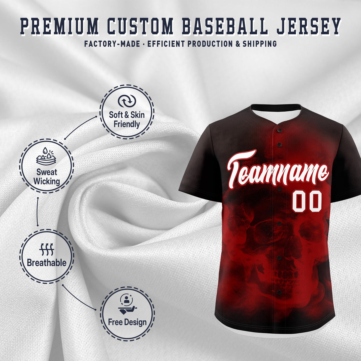 Custom Brown Red White skeleton Graffiti Pattern Lightweight Baseball Jersey| KXKSHOP