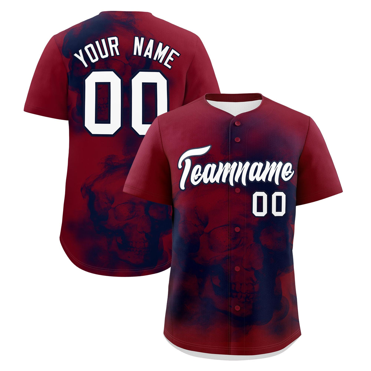 Custom Crimson Navy White skeleton Graffiti Pattern Lightweight Baseball Jersey| KXKSHOP