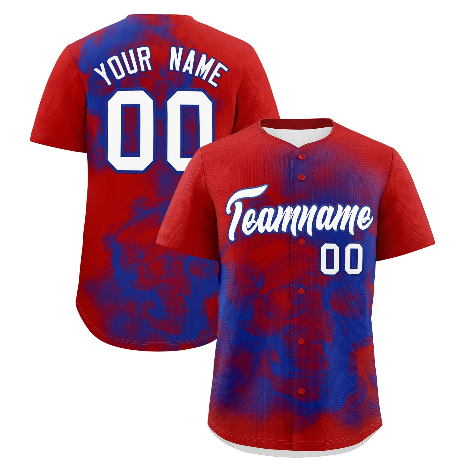 Custom Red Royal Blue White skeleton Graffiti Pattern Lightweight Baseball Jersey| KXKSHOP