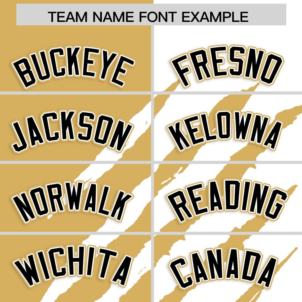 Custom Old Gold White Split Tiger Claw Scratch Pattern Baseball Jersey