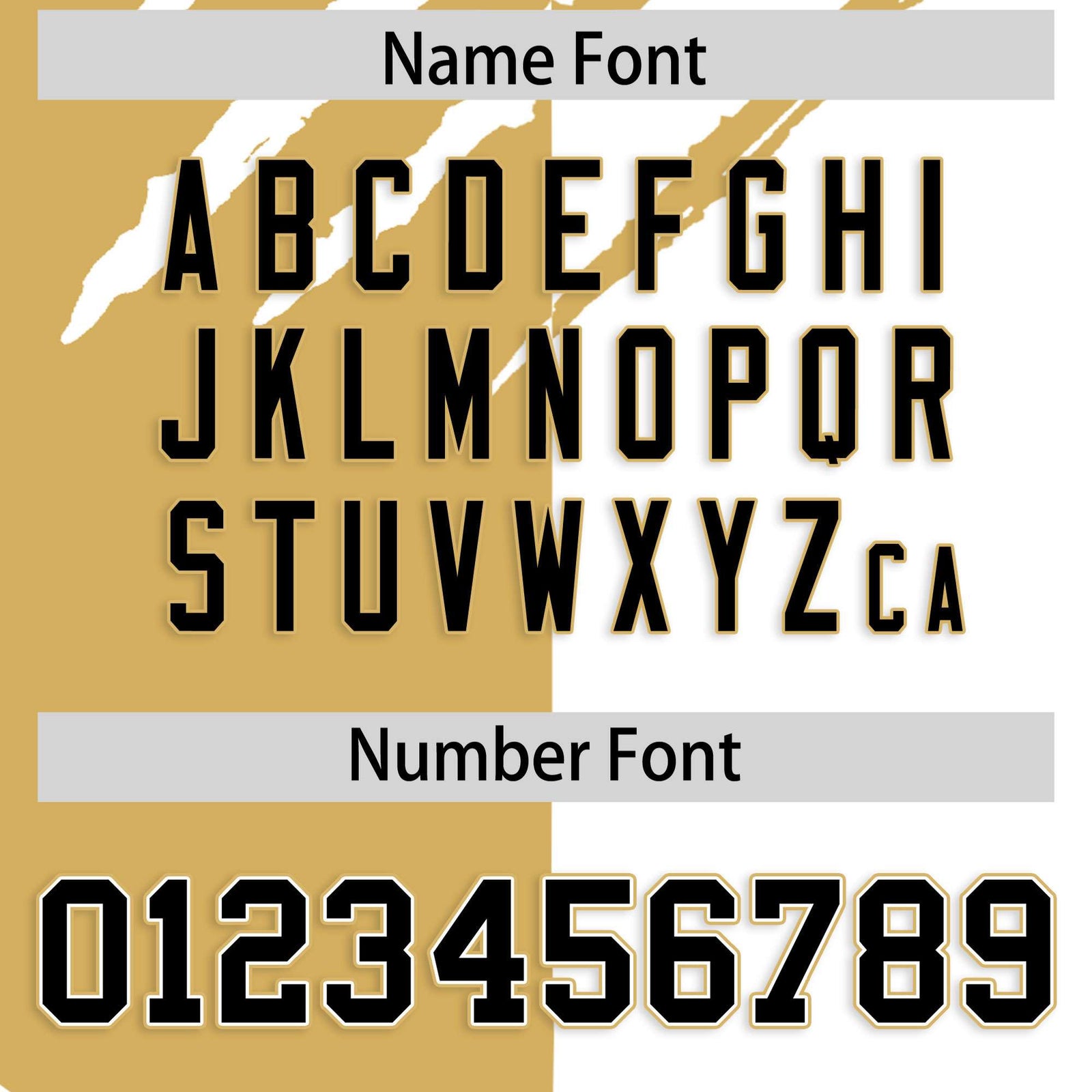 Custom Old Gold White Split Tiger Claw Scratch Pattern Baseball Jersey