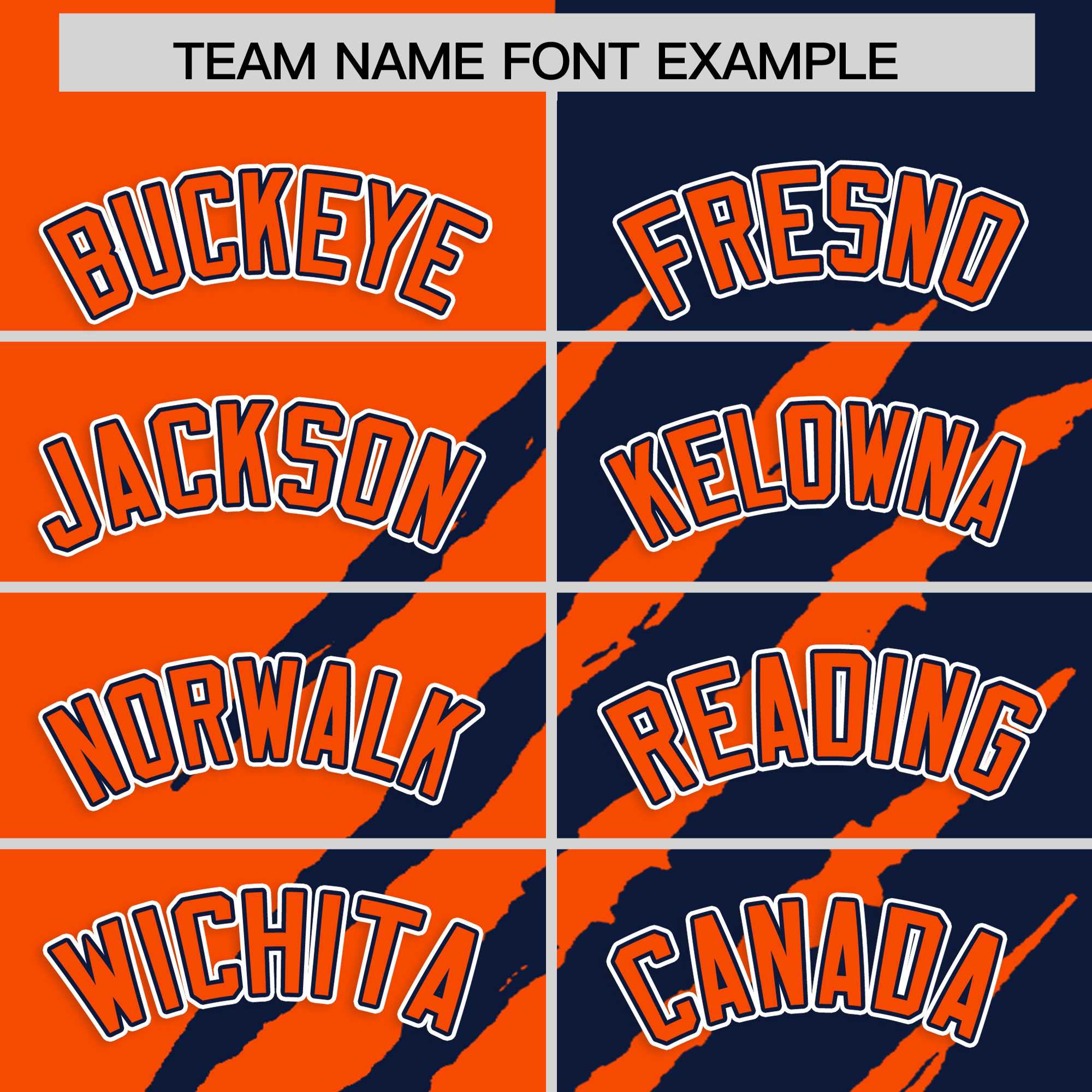 Custom Orange Navy Split Tiger Claw Scratch Pattern Baseball Jersey