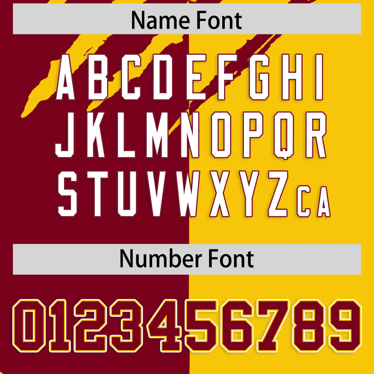 Custom Crimson Gold Split Tiger Claw Scratch Pattern Baseball Jersey