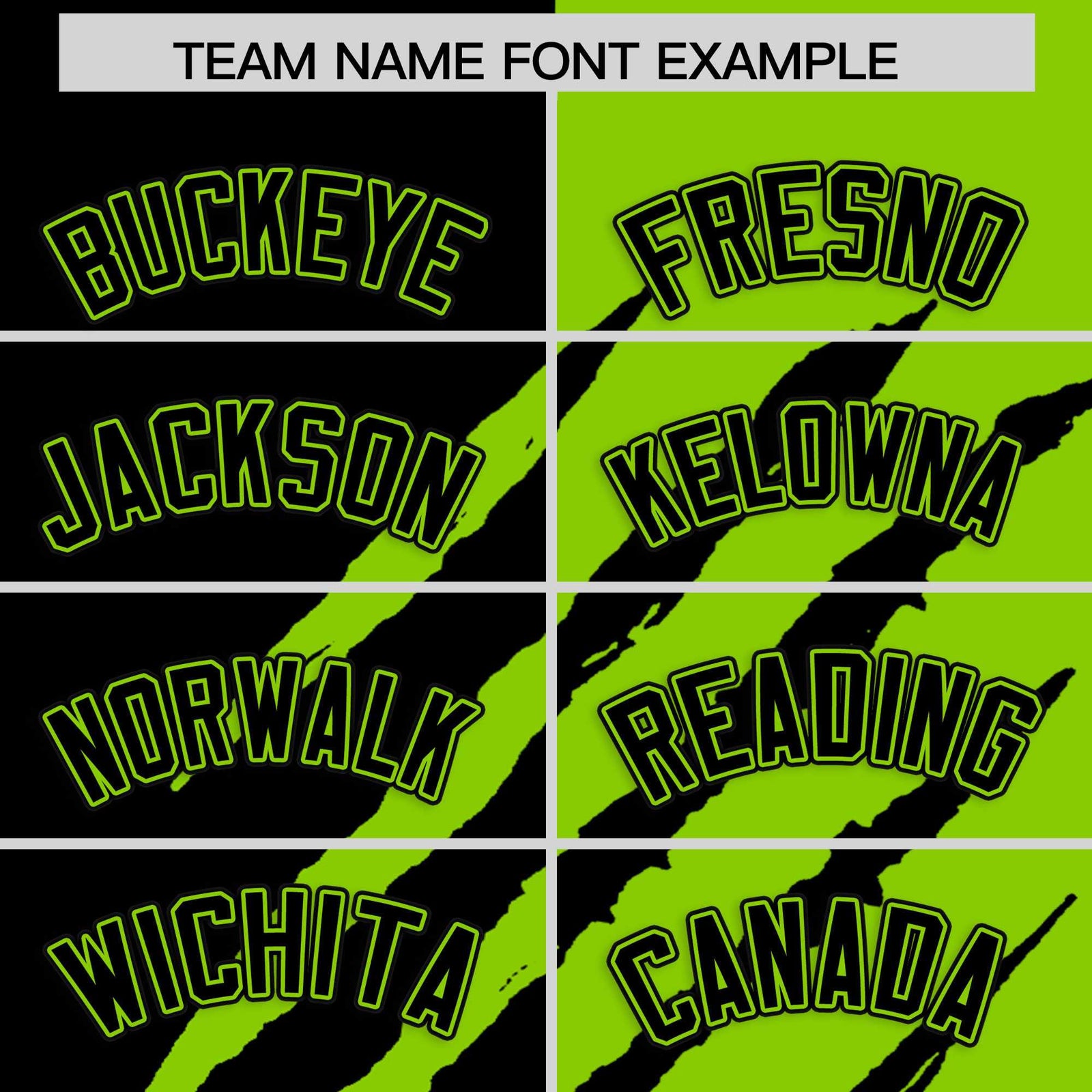 Custom Black Neon Green Split Tiger Claw Scratch Pattern Baseball Jersey