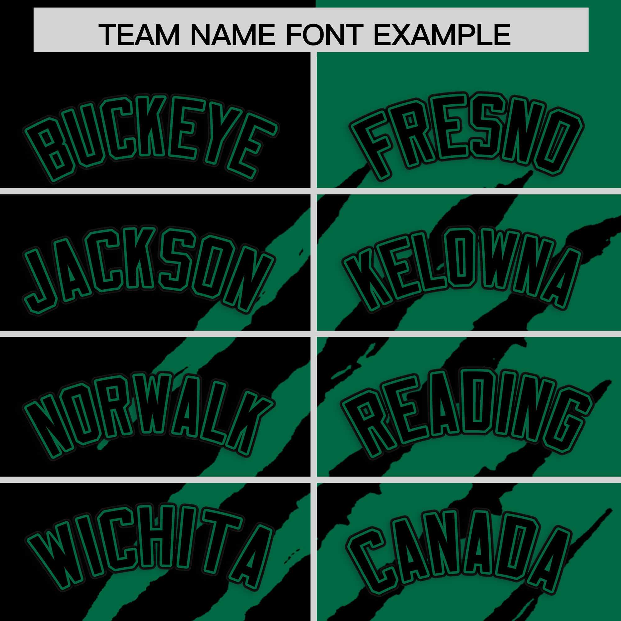 Custom Black Kelly Green Split Tiger Claw Scratch Pattern Baseball Jersey