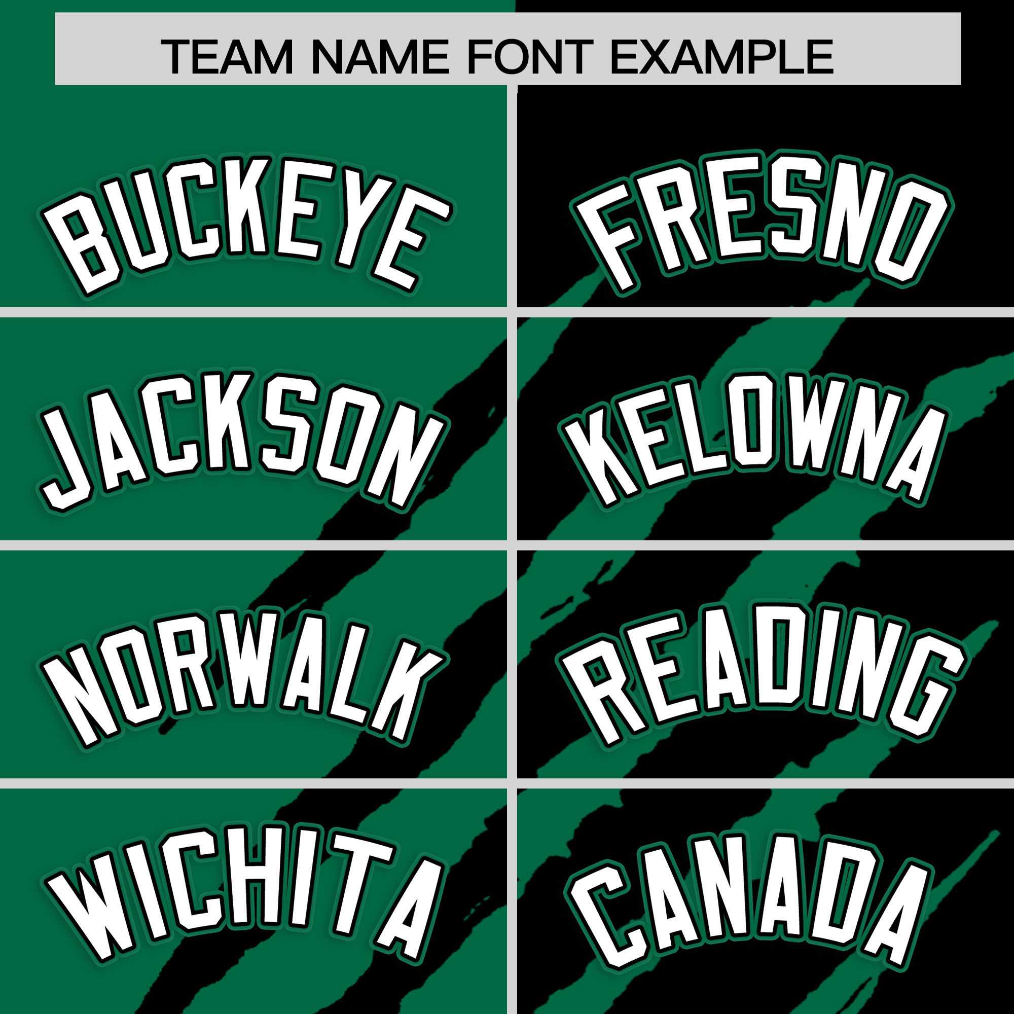 Custom Kelly Green Black Split Tiger Claw Scratch Pattern Baseball Jersey