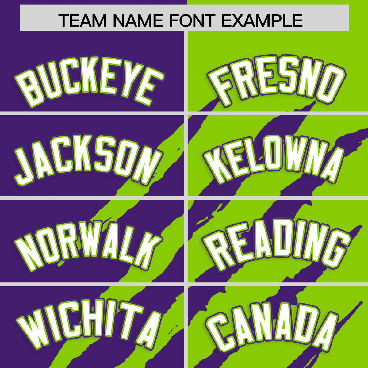 Custom Purple Neon Green Split Tiger Claw Scratch Pattern Baseball Jersey