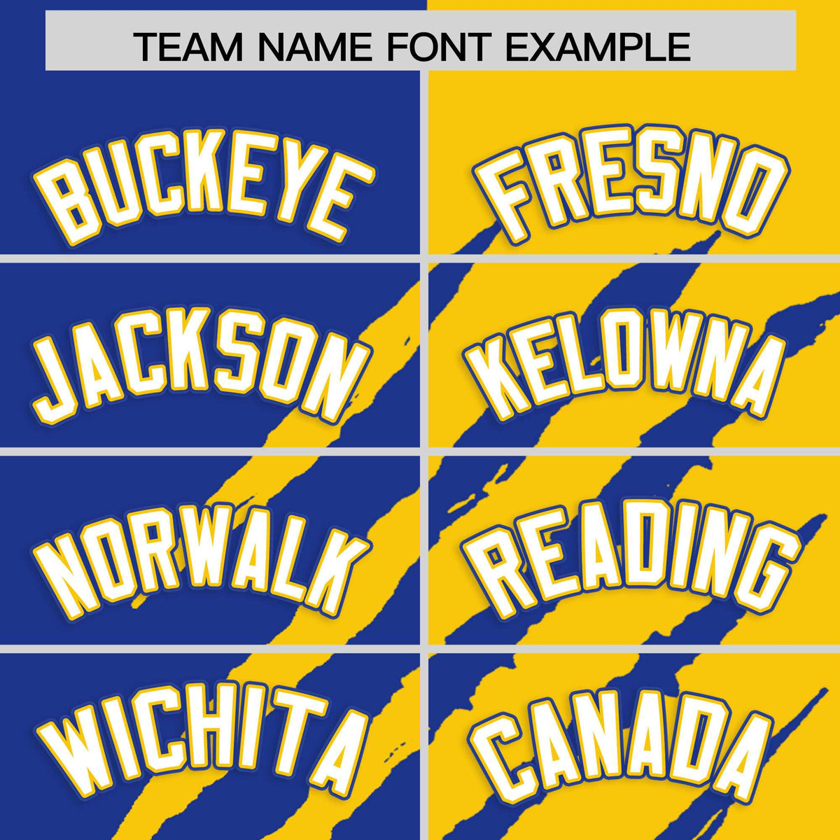 Custom Royal Blue Gold Split Tiger Claw Scratch Pattern Baseball Jersey