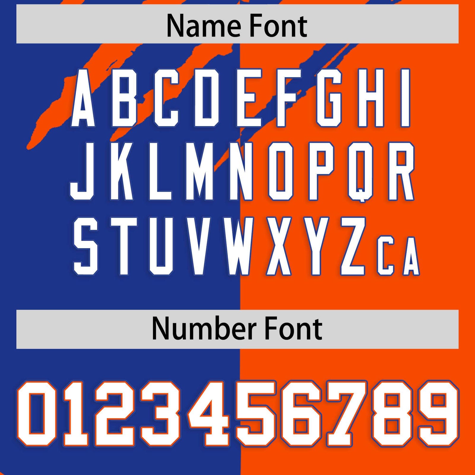 Custom Royal Blue Orange Split Tiger Claw Scratch Pattern Baseball Jersey