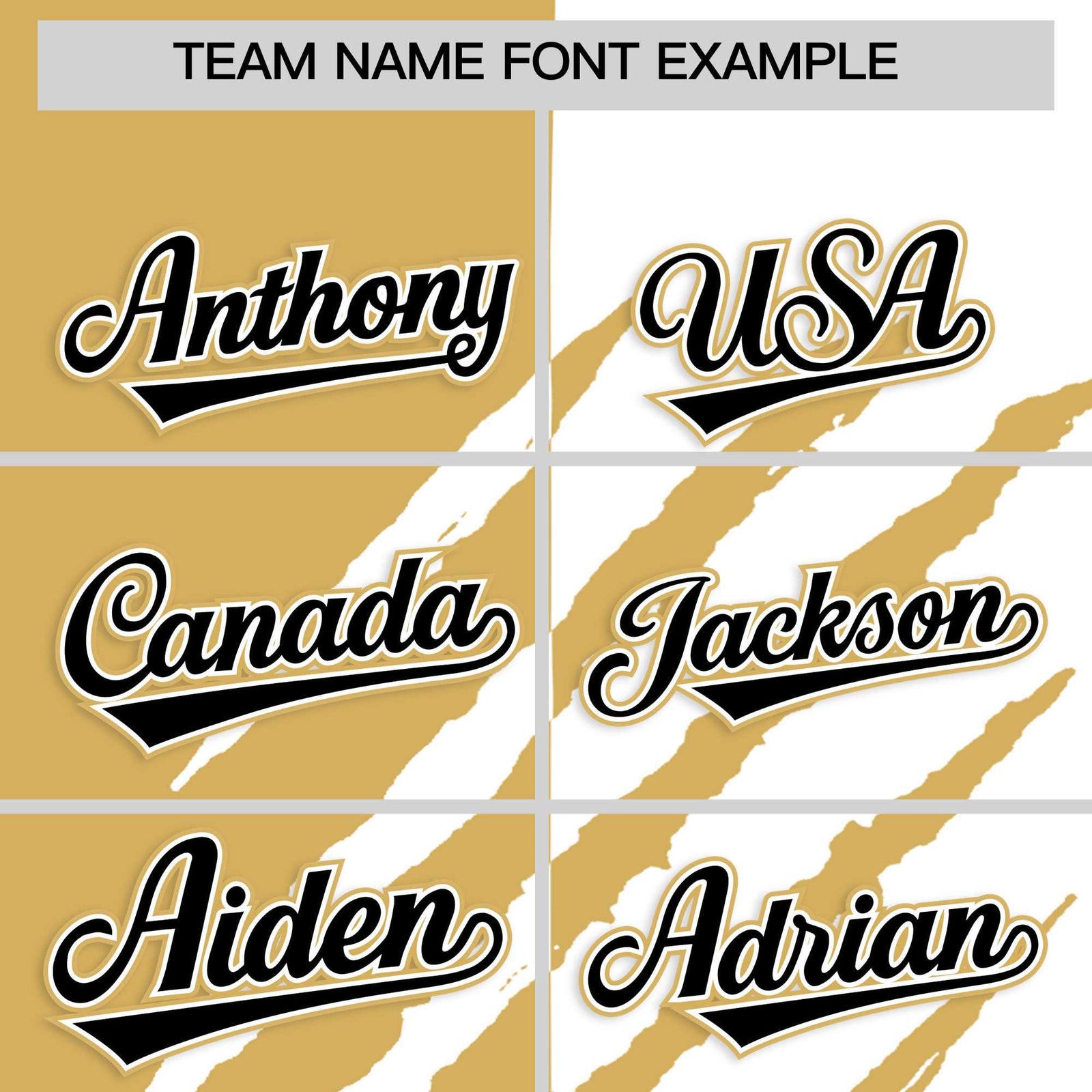 Custom Old Gold White Split Tiger Claw Scratch Pattern Baseball Jersey