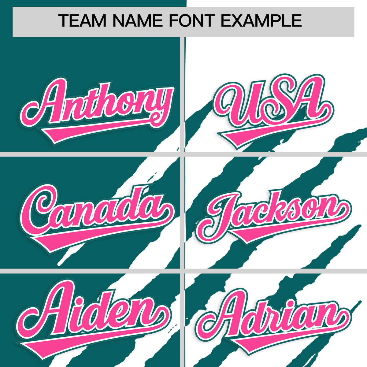 Custom Teal White Split Tiger Claw Scratch Pattern Baseball Jersey