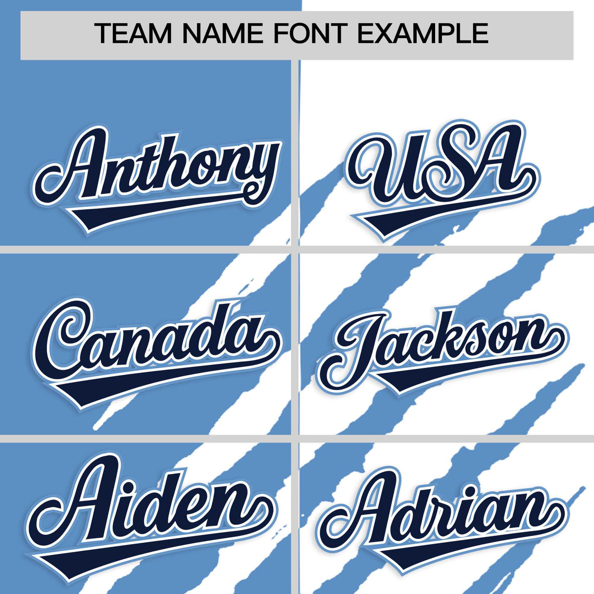 Custom Light Blue White Split Tiger Claw Scratch Pattern Baseball Jersey