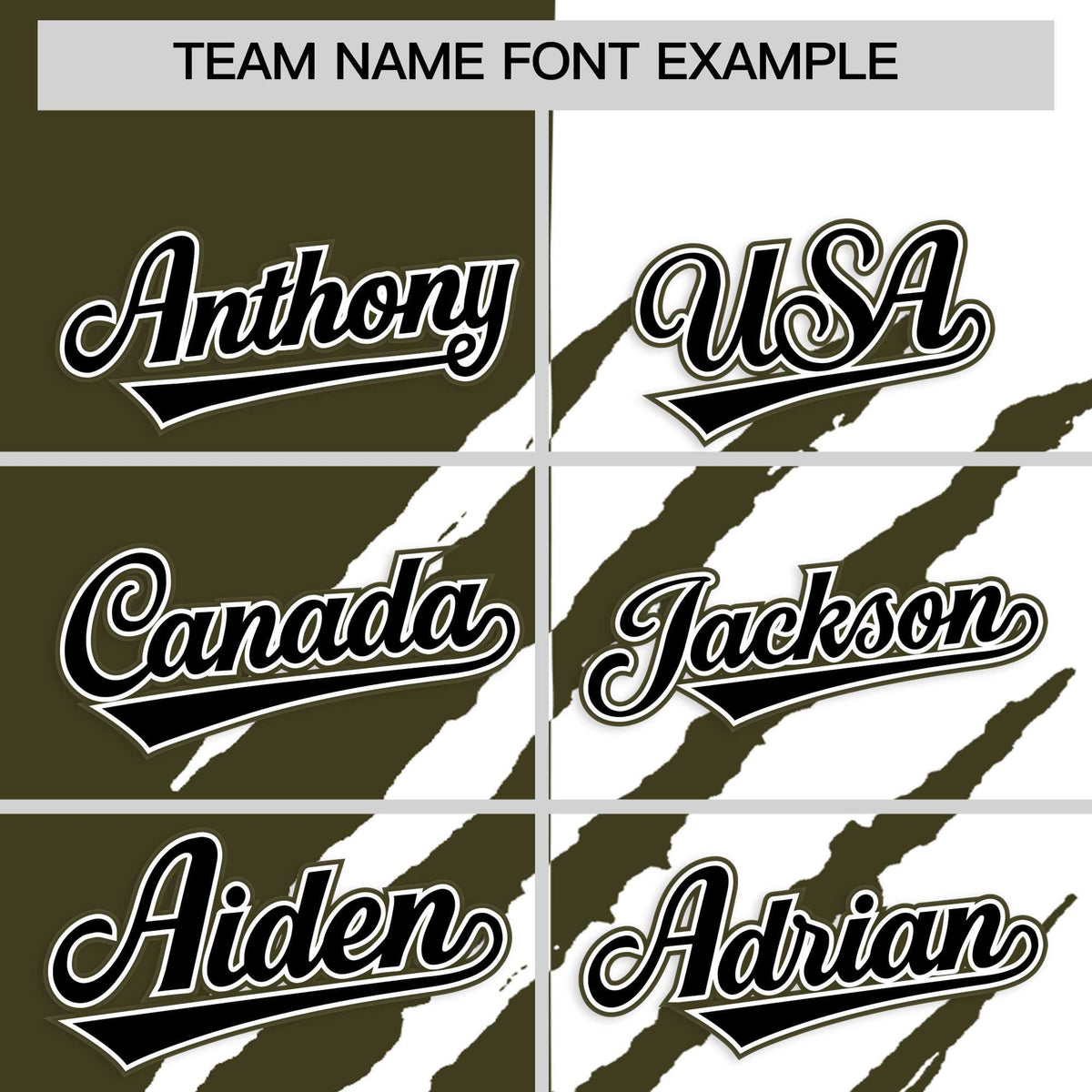 Custom Olive White Split Tiger Claw Scratch Pattern Baseball Jersey