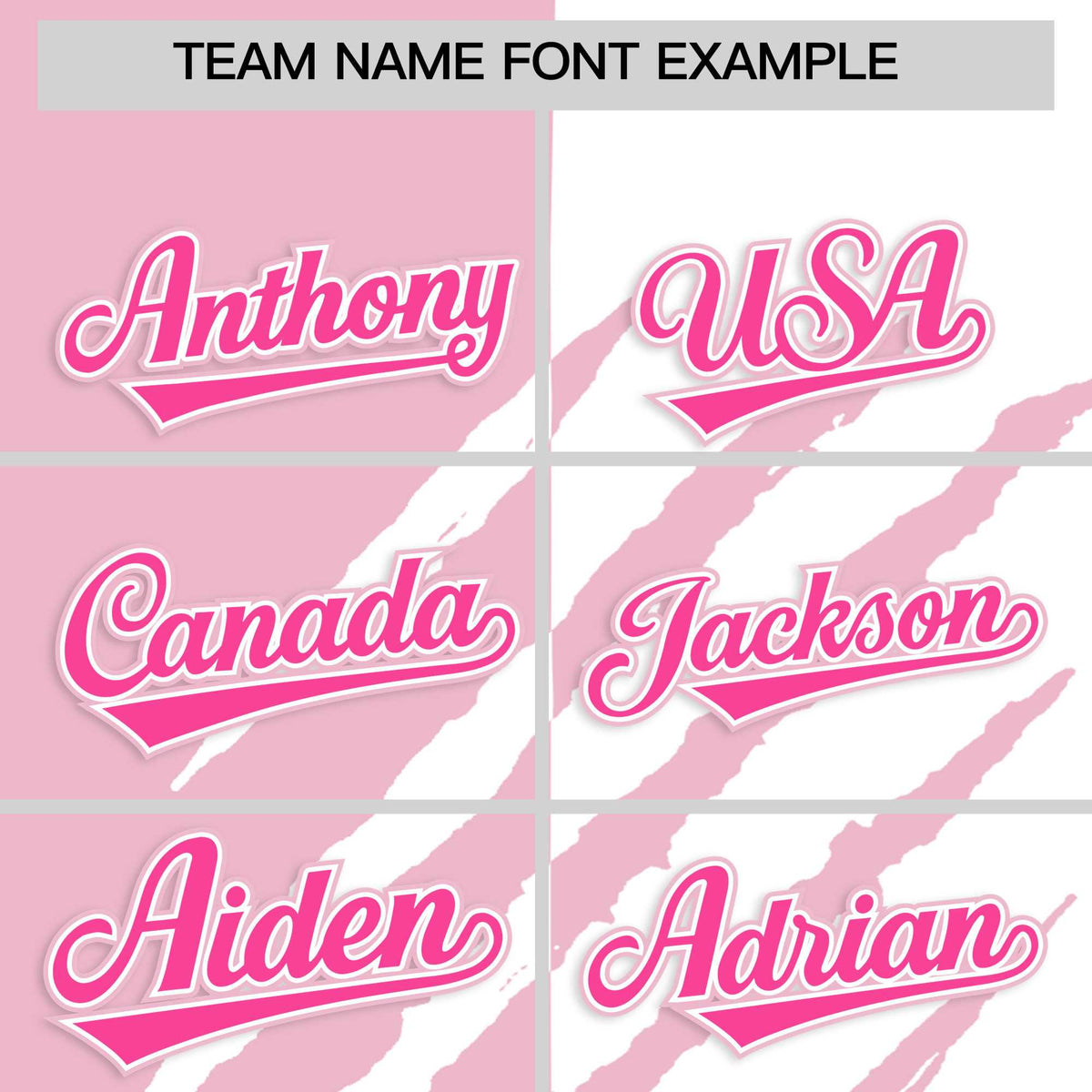 Custom Light Pink White Split Tiger Claw Scratch Pattern Baseball Jersey