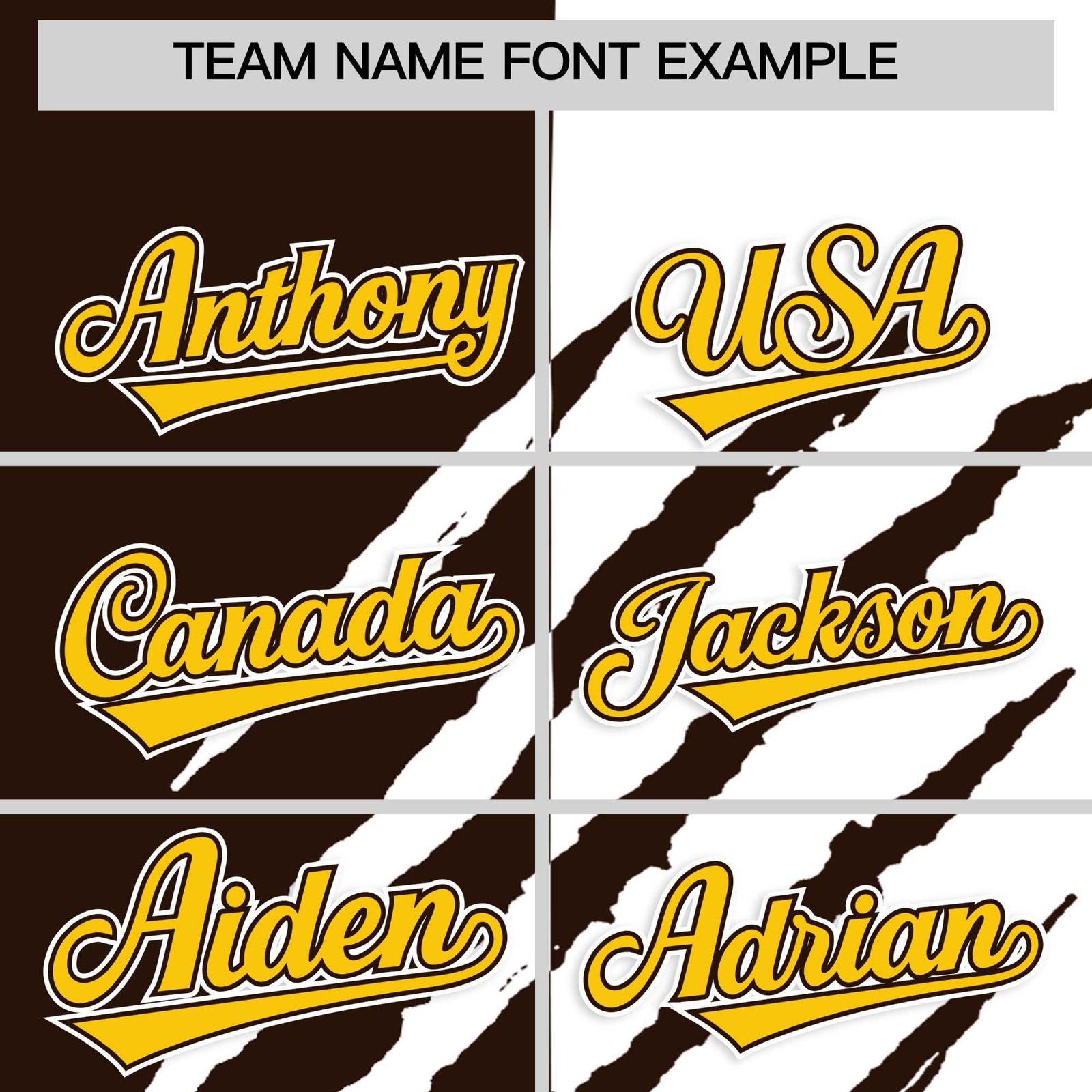 Custom Brown White Split Tiger Claw Scratch Pattern Baseball Jersey