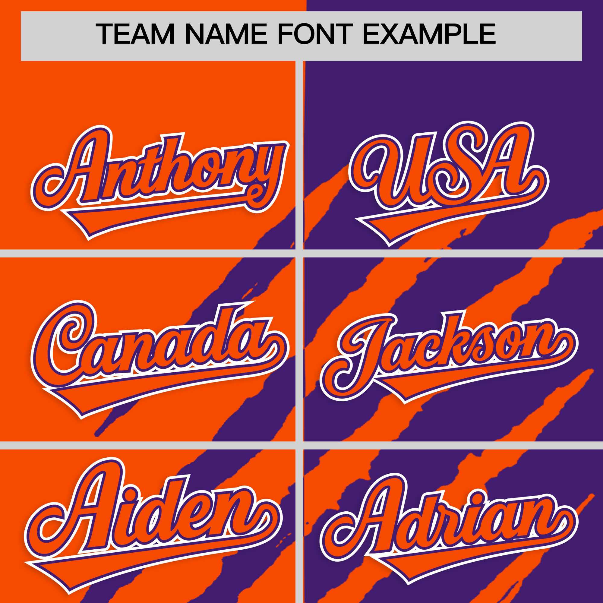 Custom Orange Purple Split Tiger Claw Scratch Pattern Baseball Jersey