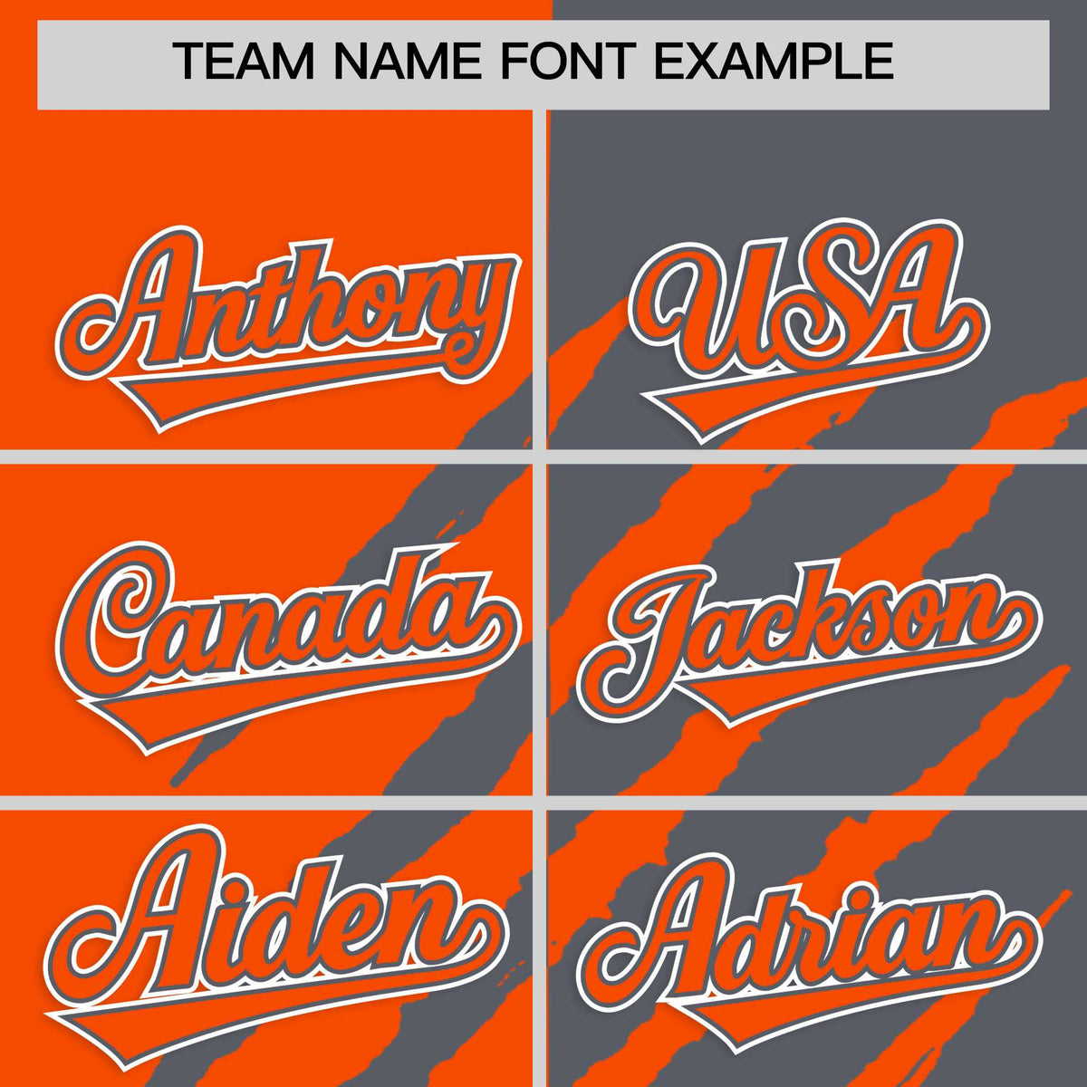 Custom Orange Dark Gray Split Tiger Claw Scratch Pattern Baseball Jersey