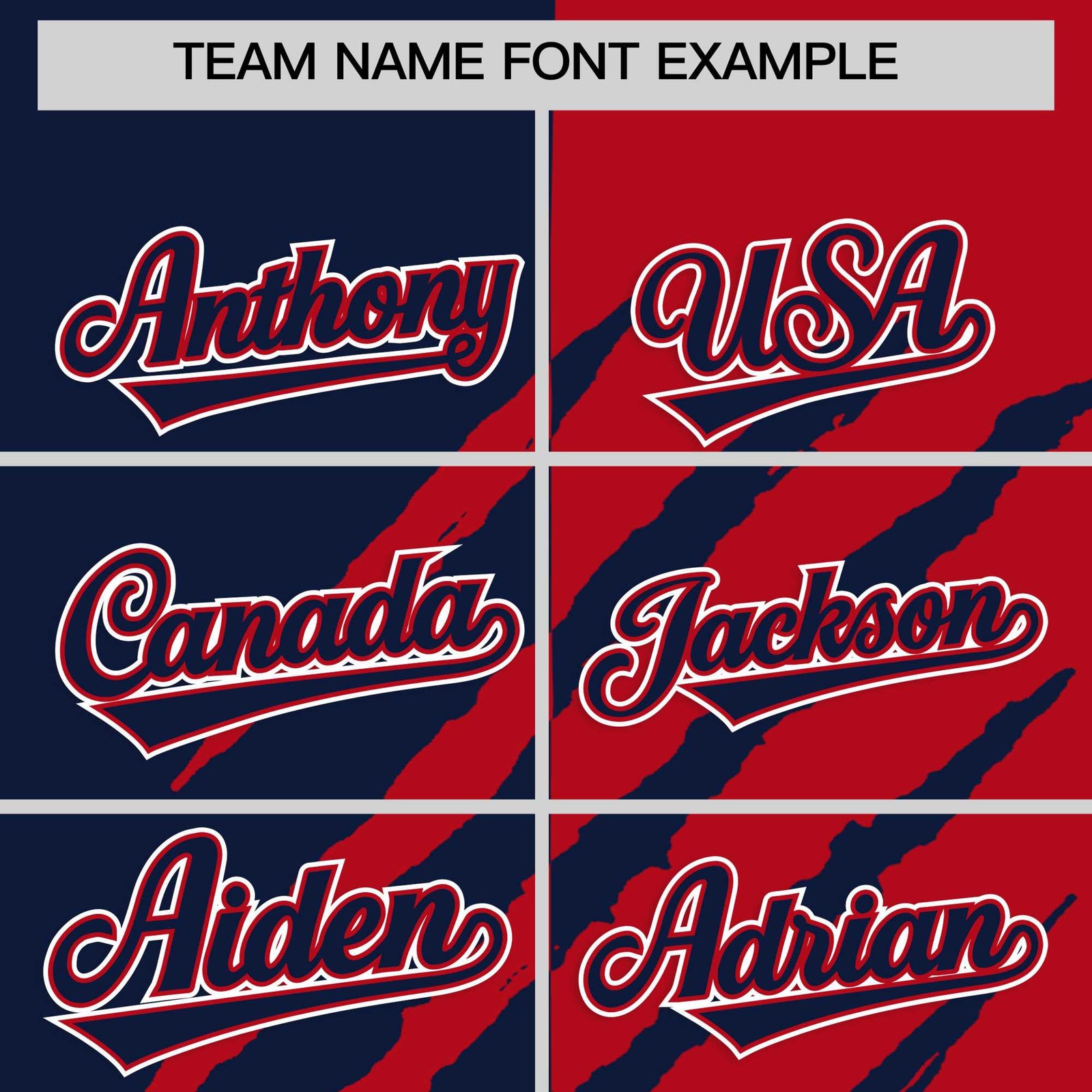 Custom Navy Red Split Tiger Claw Scratch Pattern Baseball Jersey