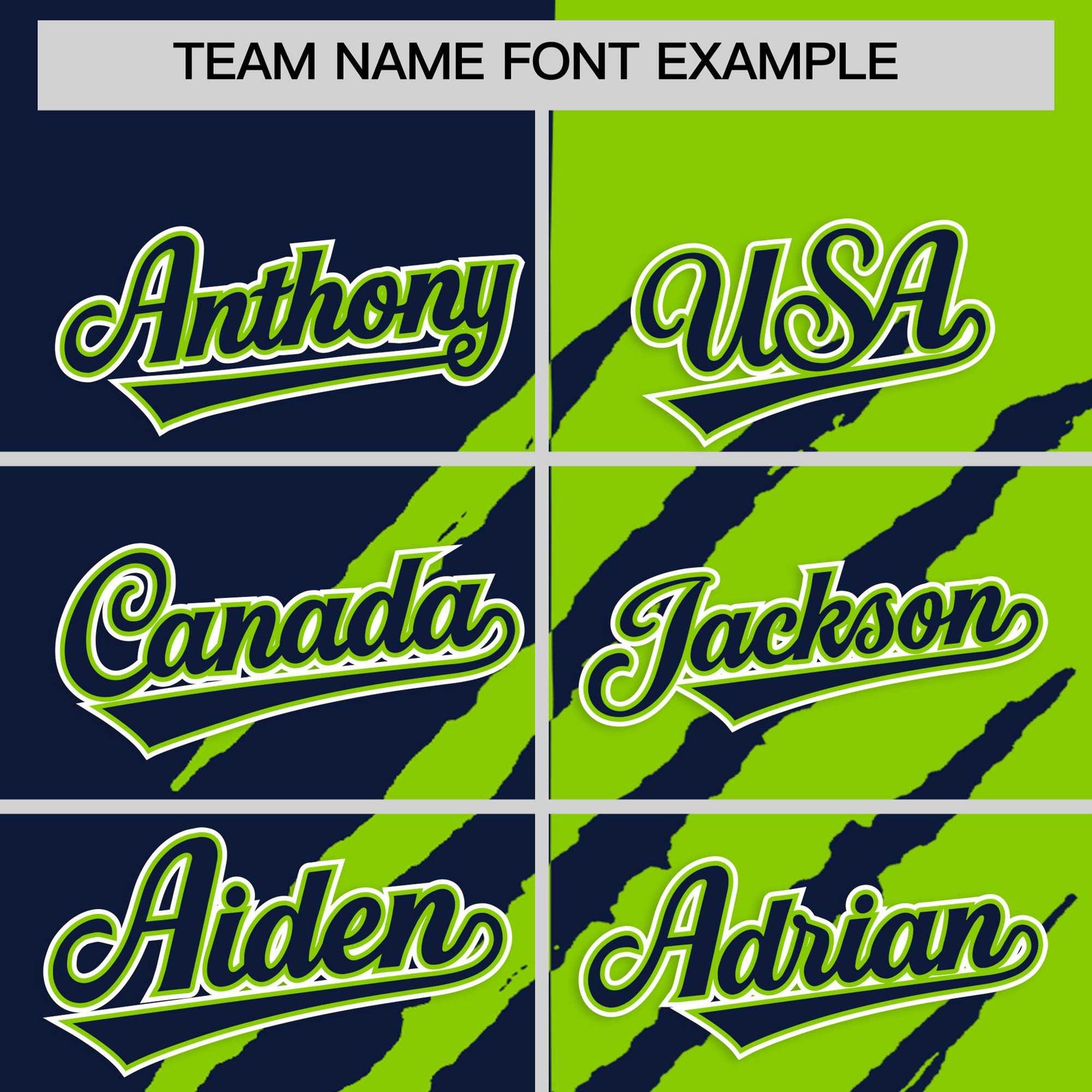 Custom Navy Neon Green Split Tiger Claw Scratch Pattern Baseball Jersey