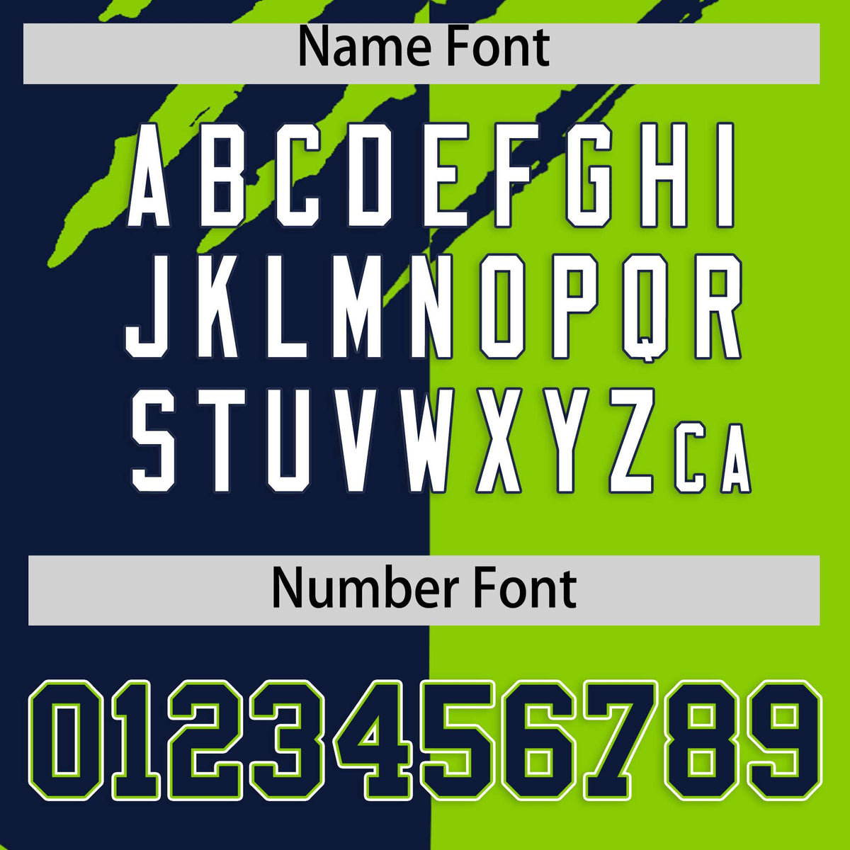 Custom Navy Neon Green Split Tiger Claw Scratch Pattern Baseball Jersey