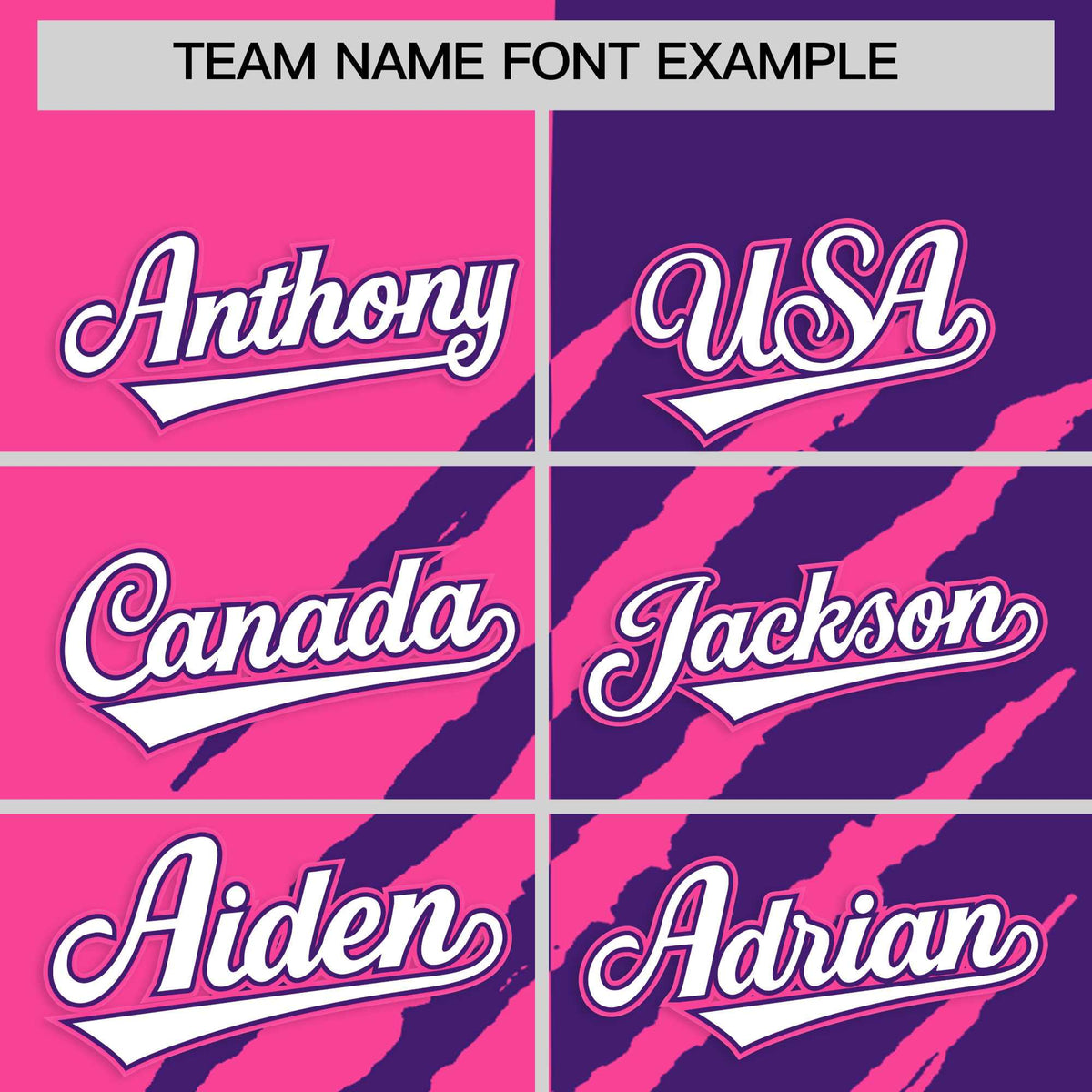 Custom Pink Purple Split Tiger Claw Scratch Pattern Baseball Jersey