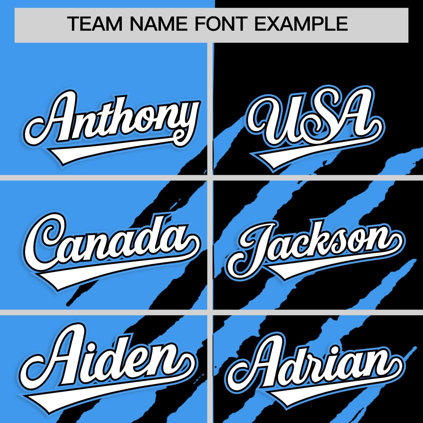 Custom Powder Blue Black Split Tiger Claw Scratch Pattern Baseball Jersey