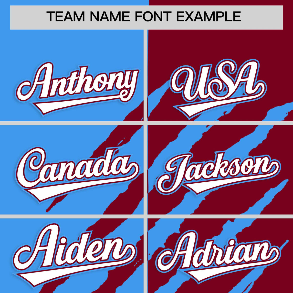 Custom Powder Blue Crimson Split Tiger Claw Scratch Pattern Baseball Jersey