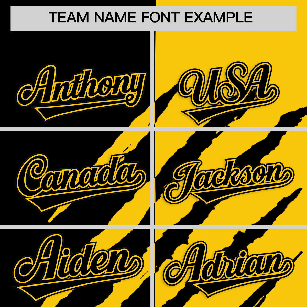 Custom Black Gold Split Tiger Claw Scratch Pattern Baseball Jersey