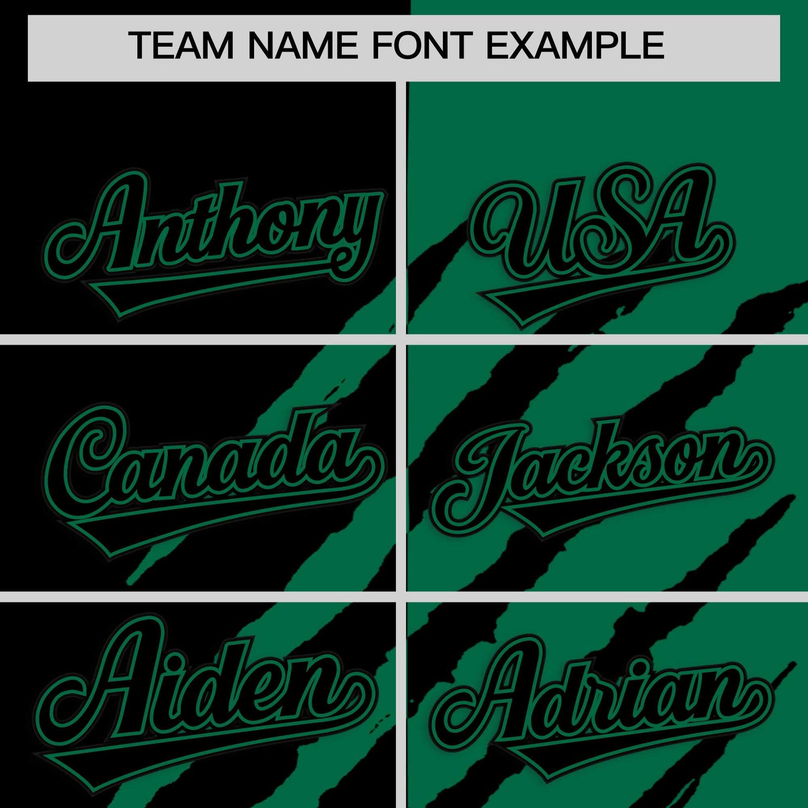 Custom Black Kelly Green Split Tiger Claw Scratch Pattern Baseball Jersey