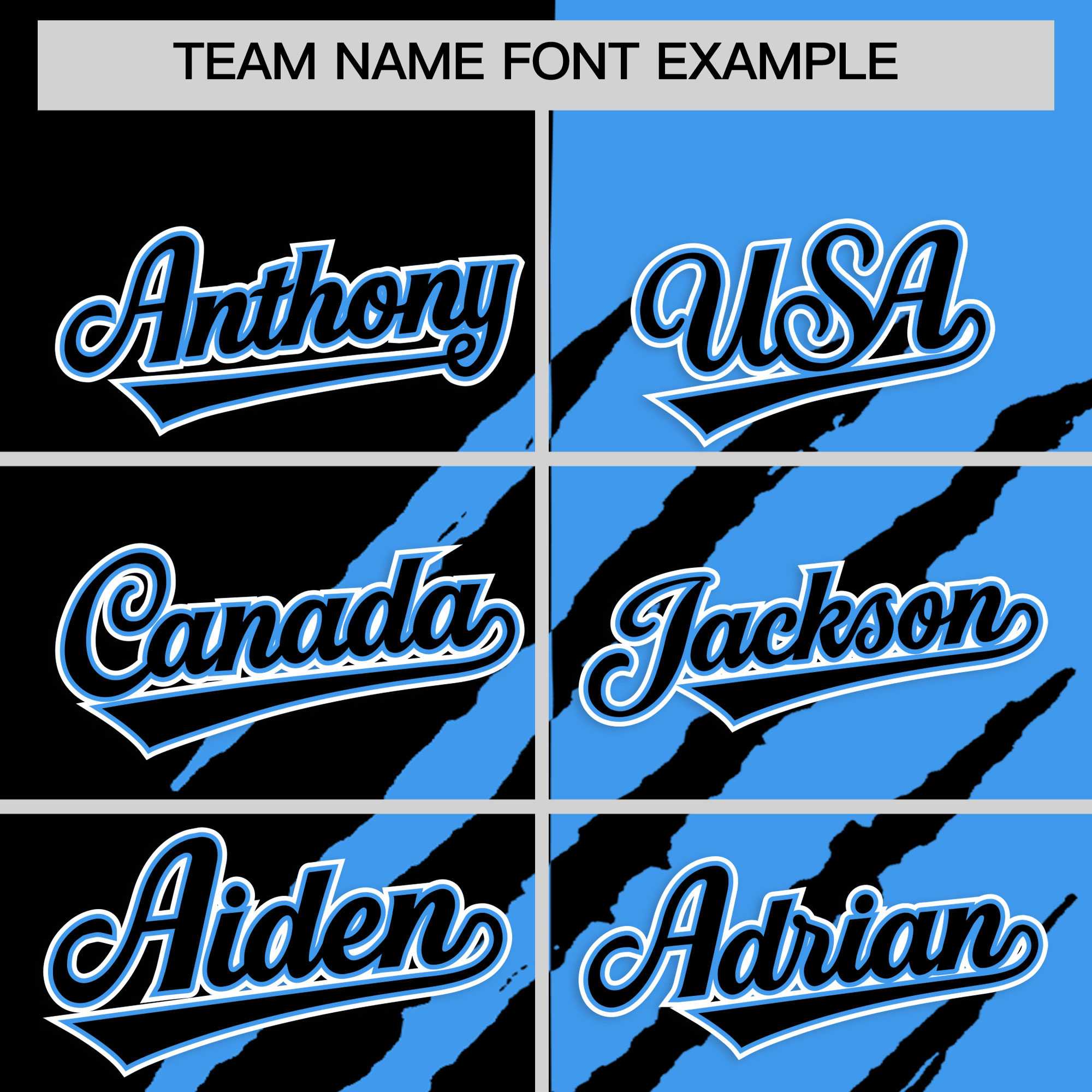 Custom Black Powder Blue Split Tiger Claw Scratch Pattern Baseball Jersey