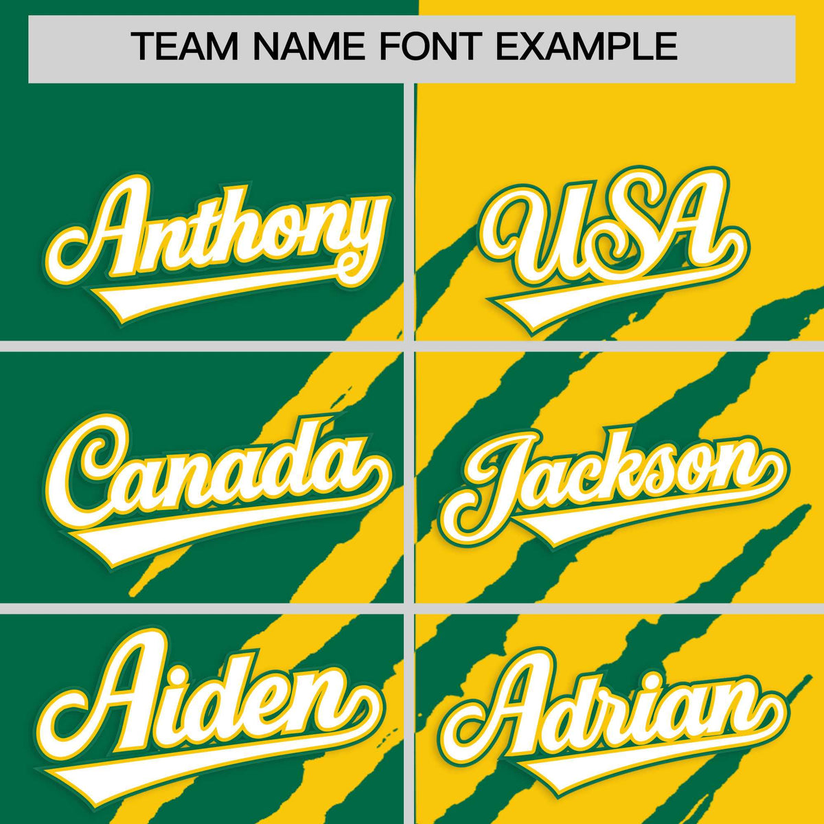 Custom Kelly Green Gold Split Tiger Claw Scratch Pattern Baseball Jersey