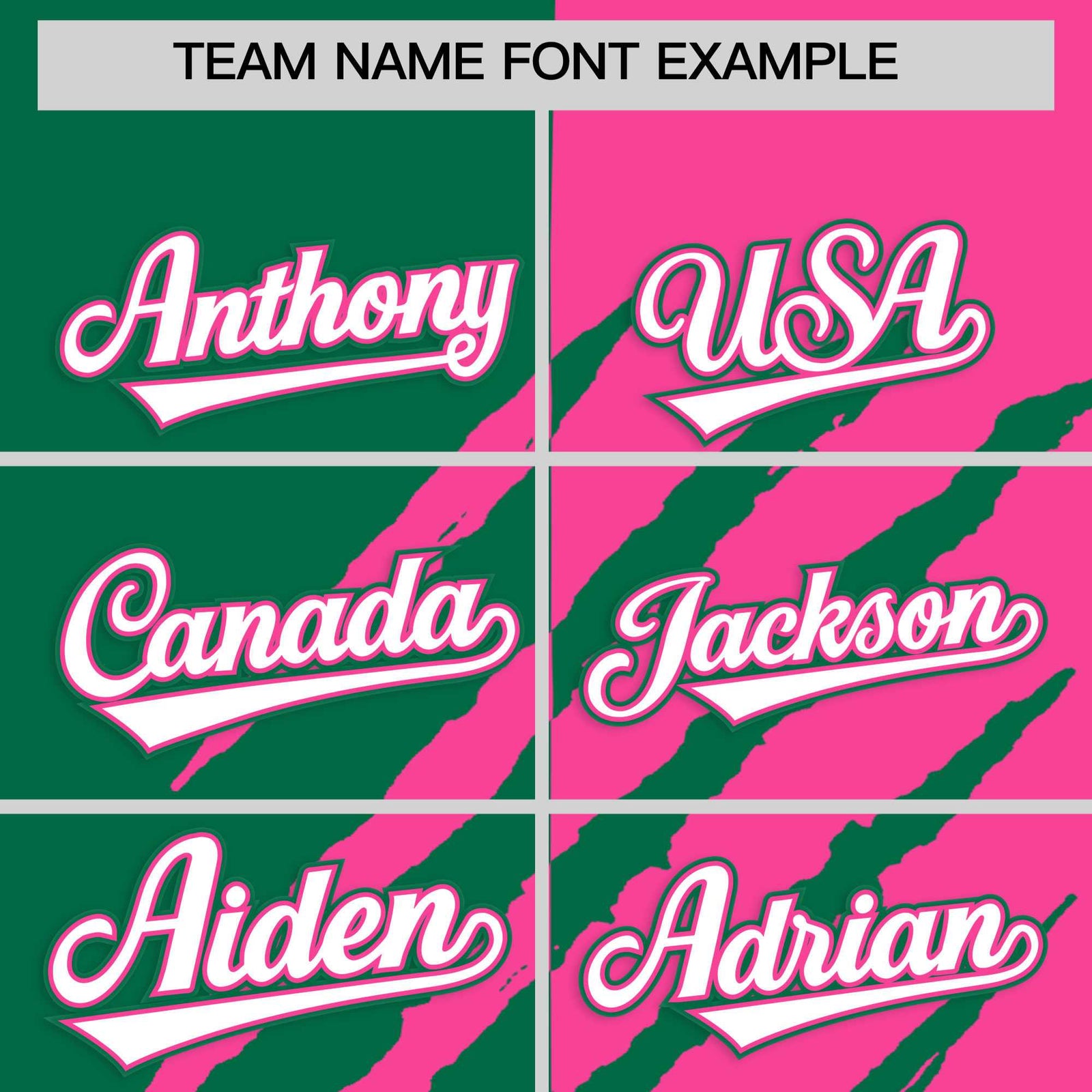 Custom Kelly Green Pink Split Tiger Claw Scratch Pattern Baseball Jersey