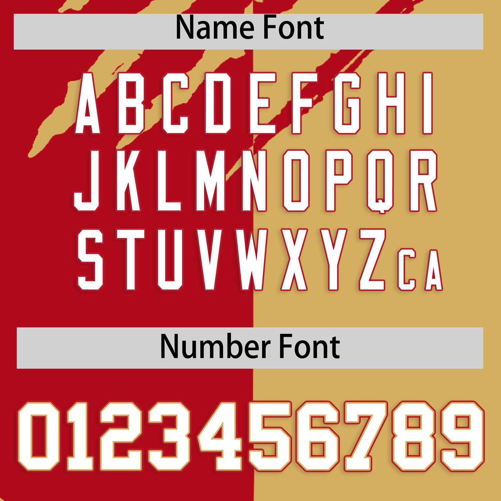 Custom Red Old Gold Split Tiger Claw Scratch Pattern Baseball Jersey