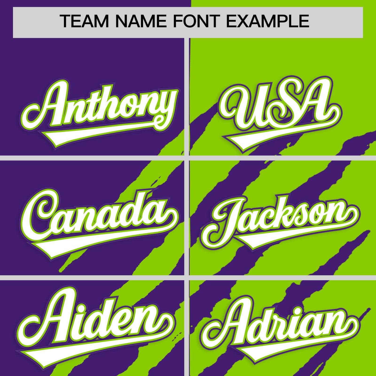 Custom Purple Neon Green Split Tiger Claw Scratch Pattern Baseball Jersey