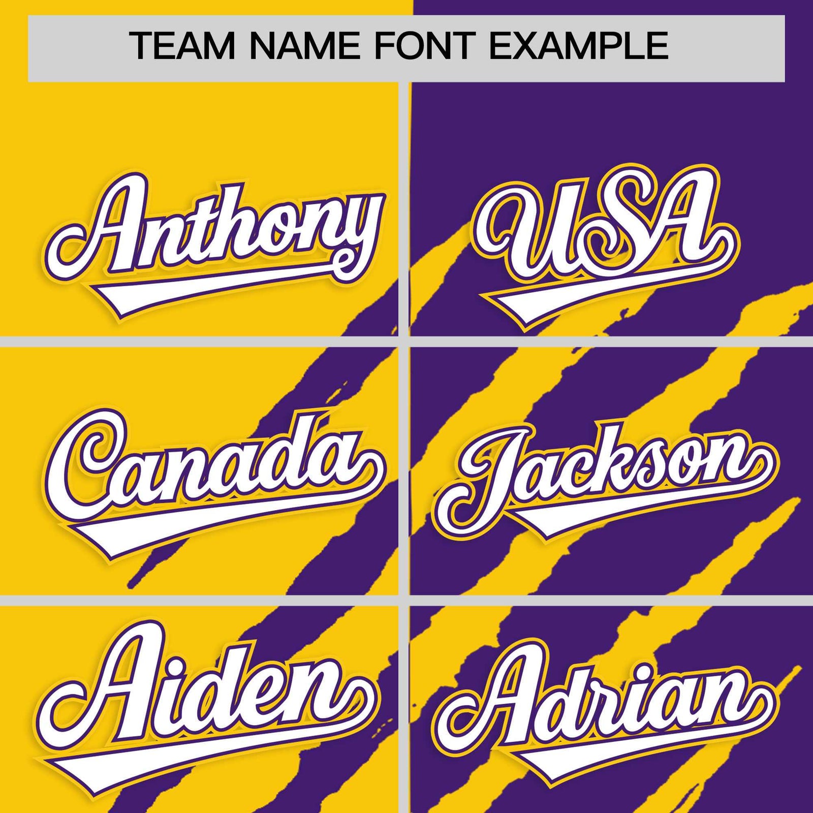 Custom Gold Purple Split Tiger Claw Scratch Pattern Baseball Jersey