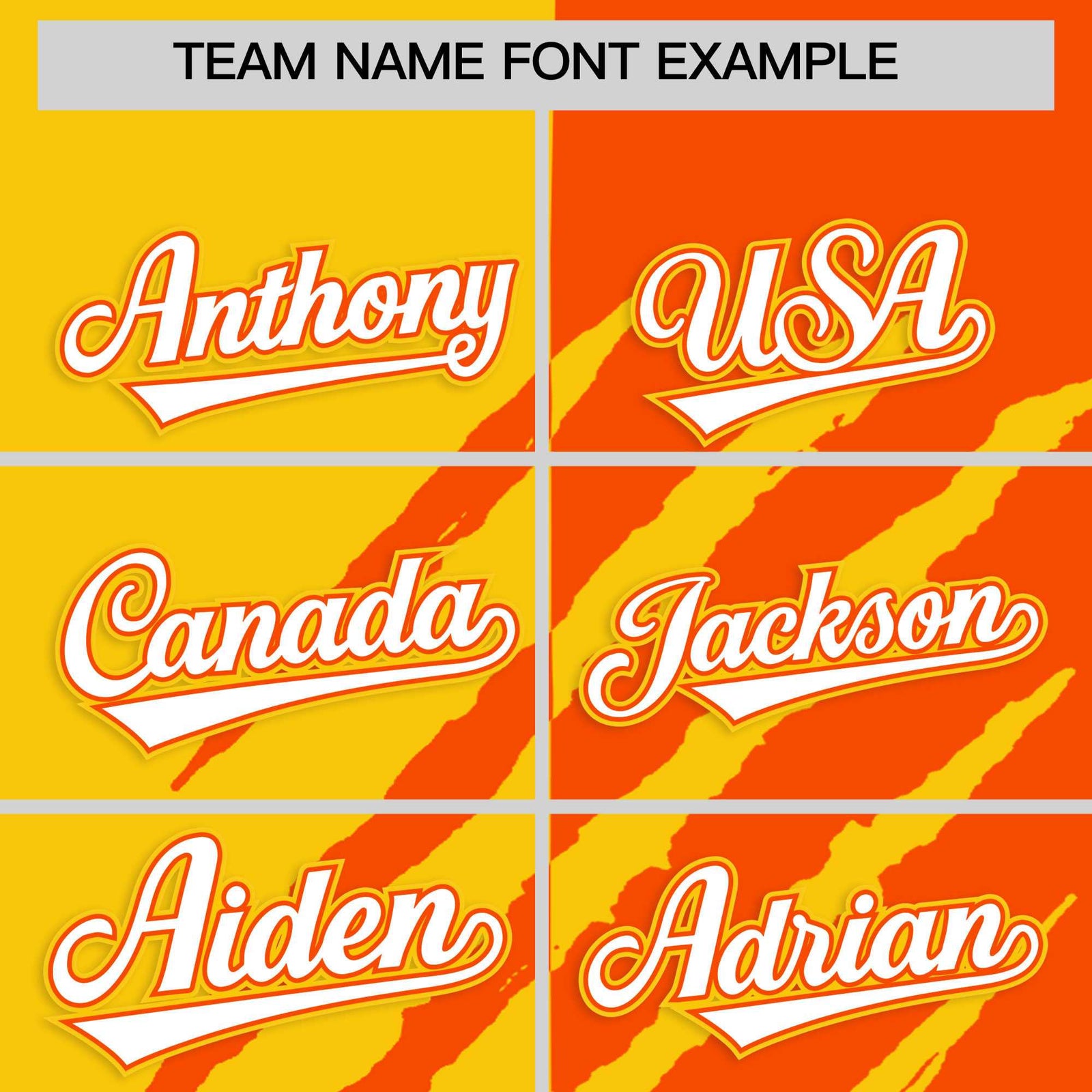 Custom Gold Orange Split Tiger Claw Scratch Pattern Baseball Jersey