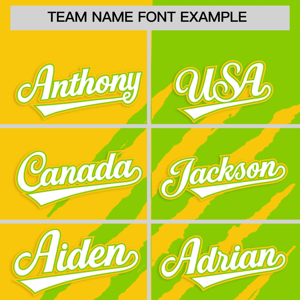 Custom Gold Neon Green Split Tiger Claw Scratch Pattern Baseball Jersey