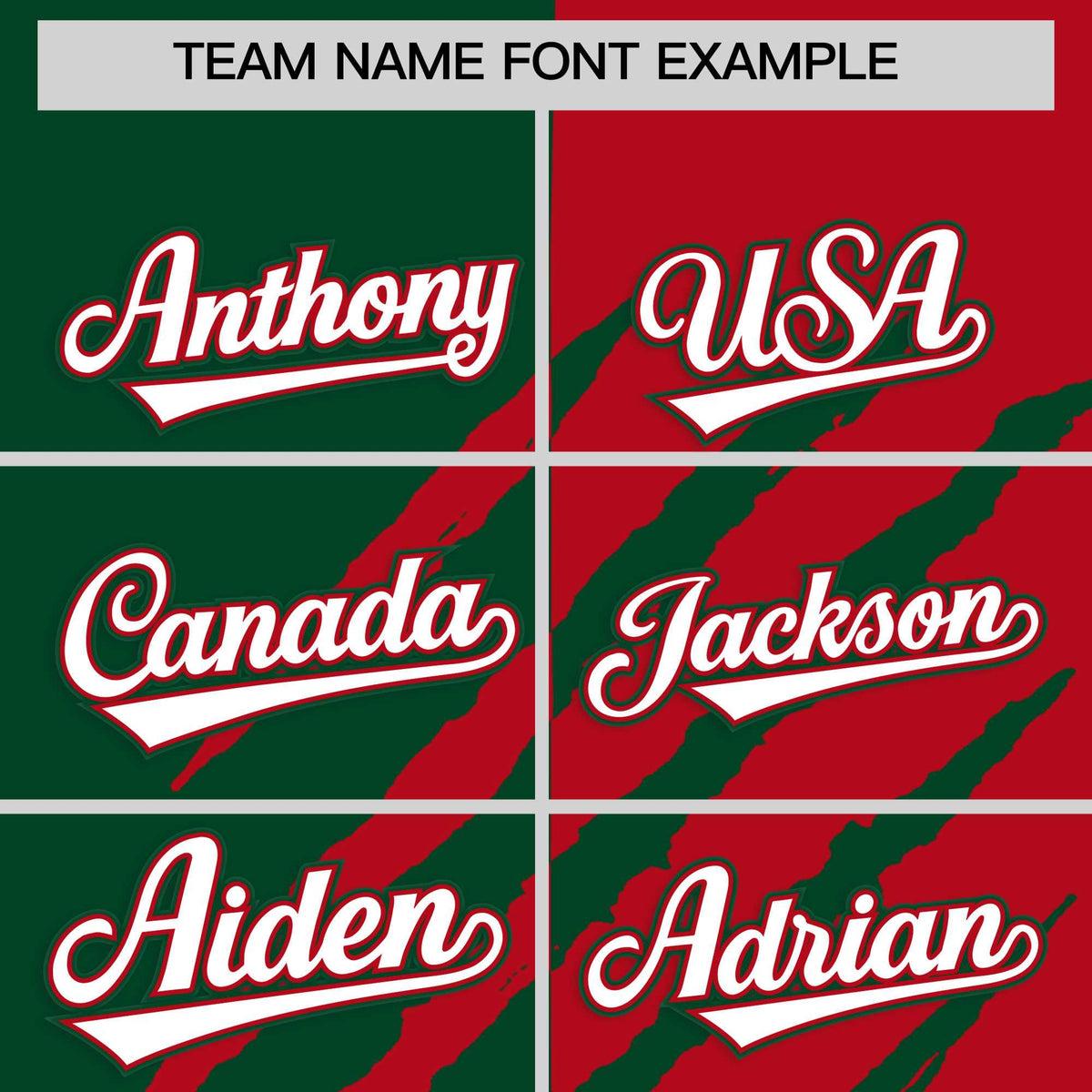 Custom Green Red Split Tiger Claw Scratch Pattern Baseball Jersey