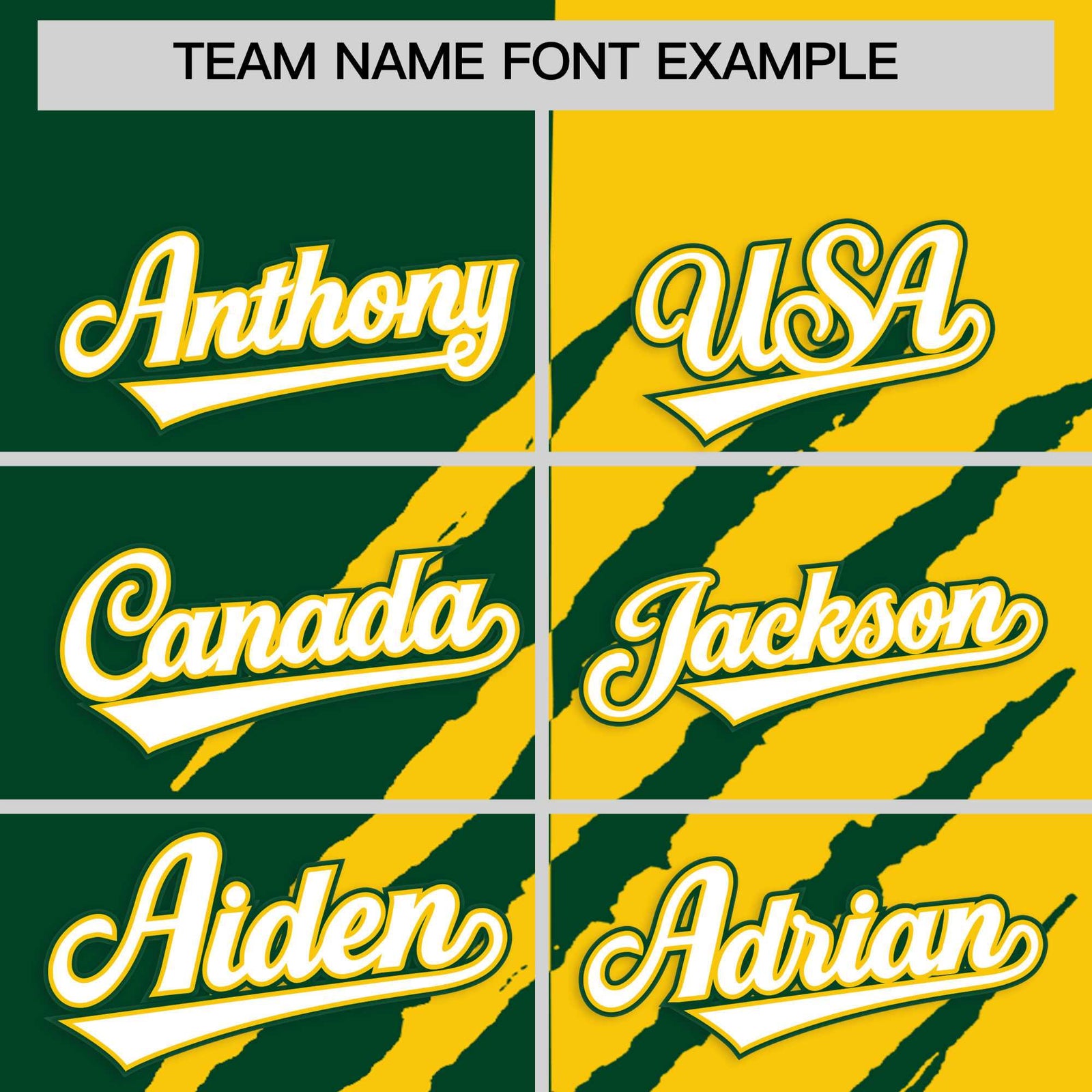 Custom Green Gold Split Tiger Claw Scratch Pattern Baseball Jersey