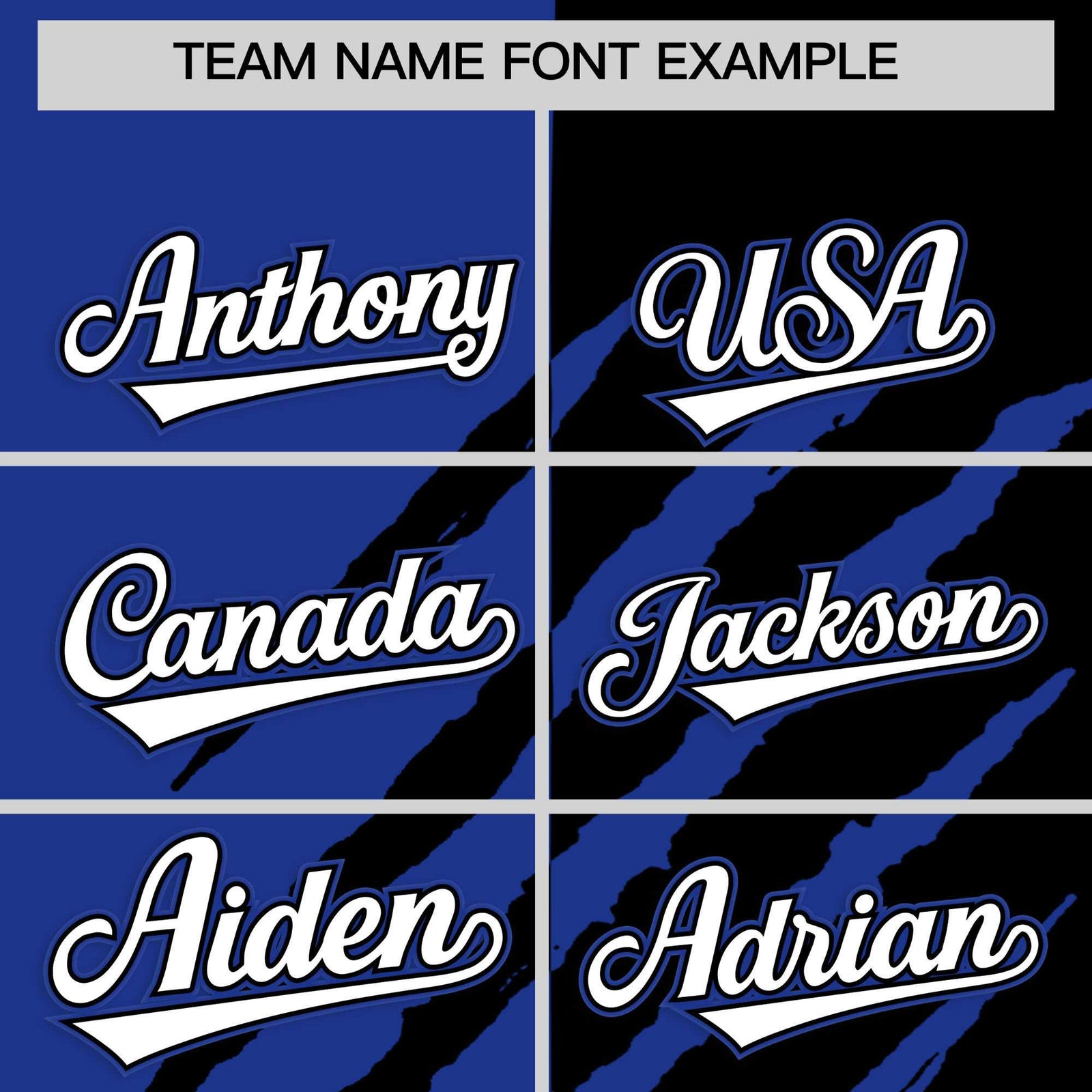 Custom Royal Blue Black Split Tiger Claw Scratch Pattern Baseball Jersey