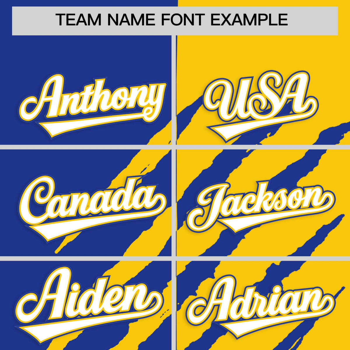 Custom Royal Blue Gold Split Tiger Claw Scratch Pattern Baseball Jersey