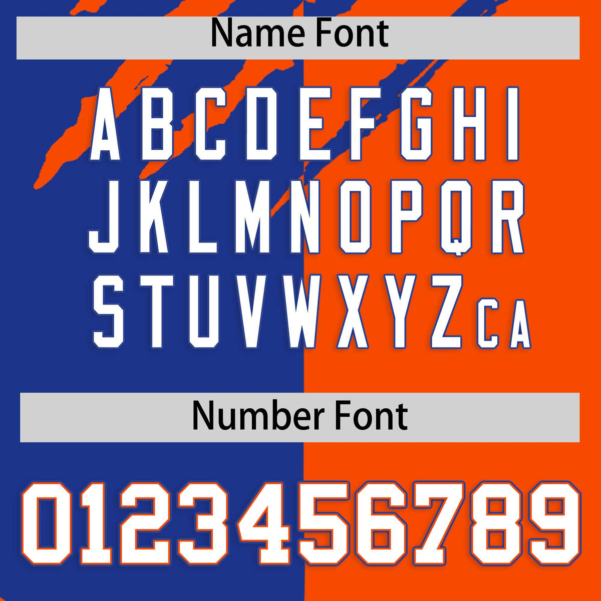 Custom Royal Blue Orange Split Tiger Claw Scratch Pattern Baseball Jersey