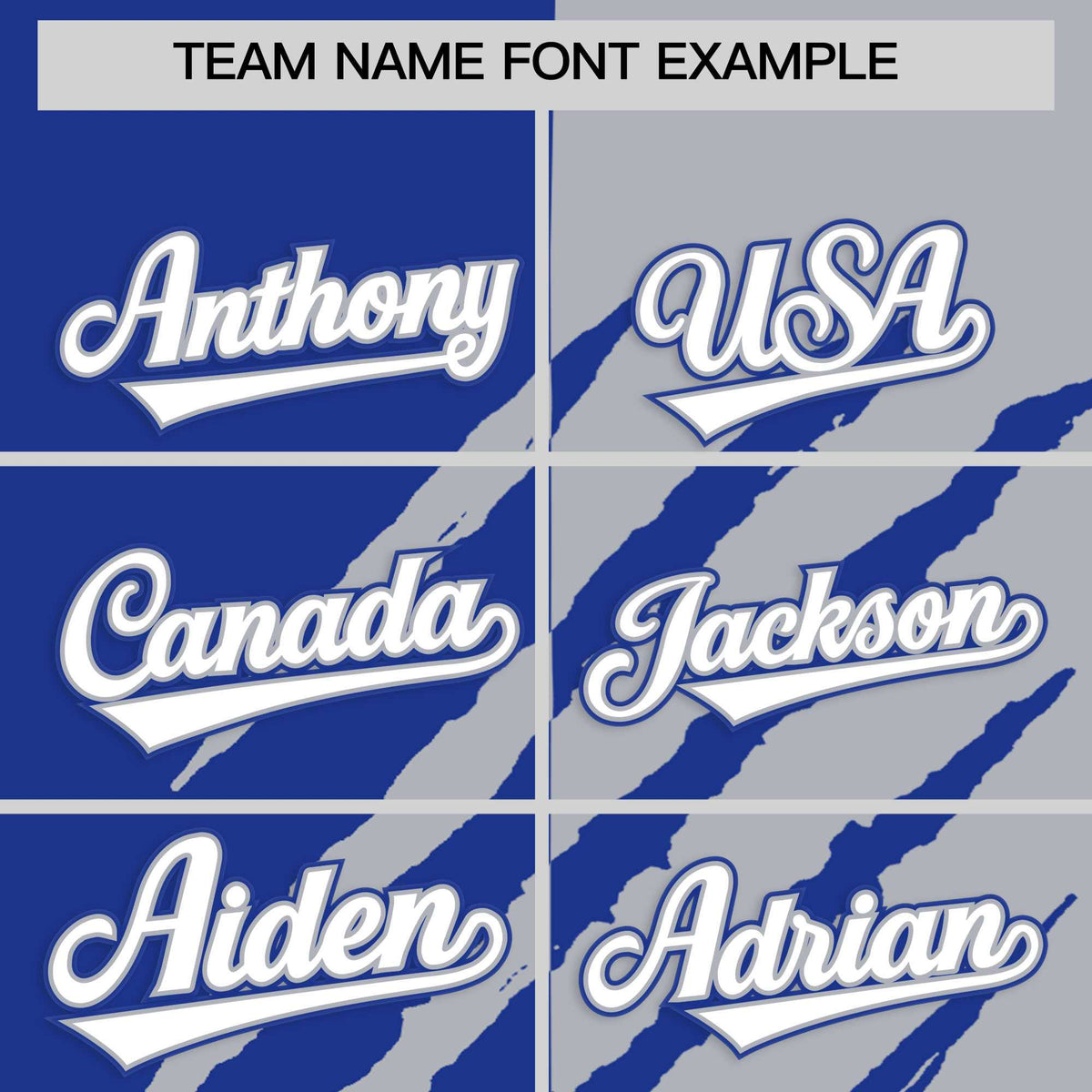 Custom Royal Blue Gray Split Tiger Claw Scratch Pattern Baseball Jersey