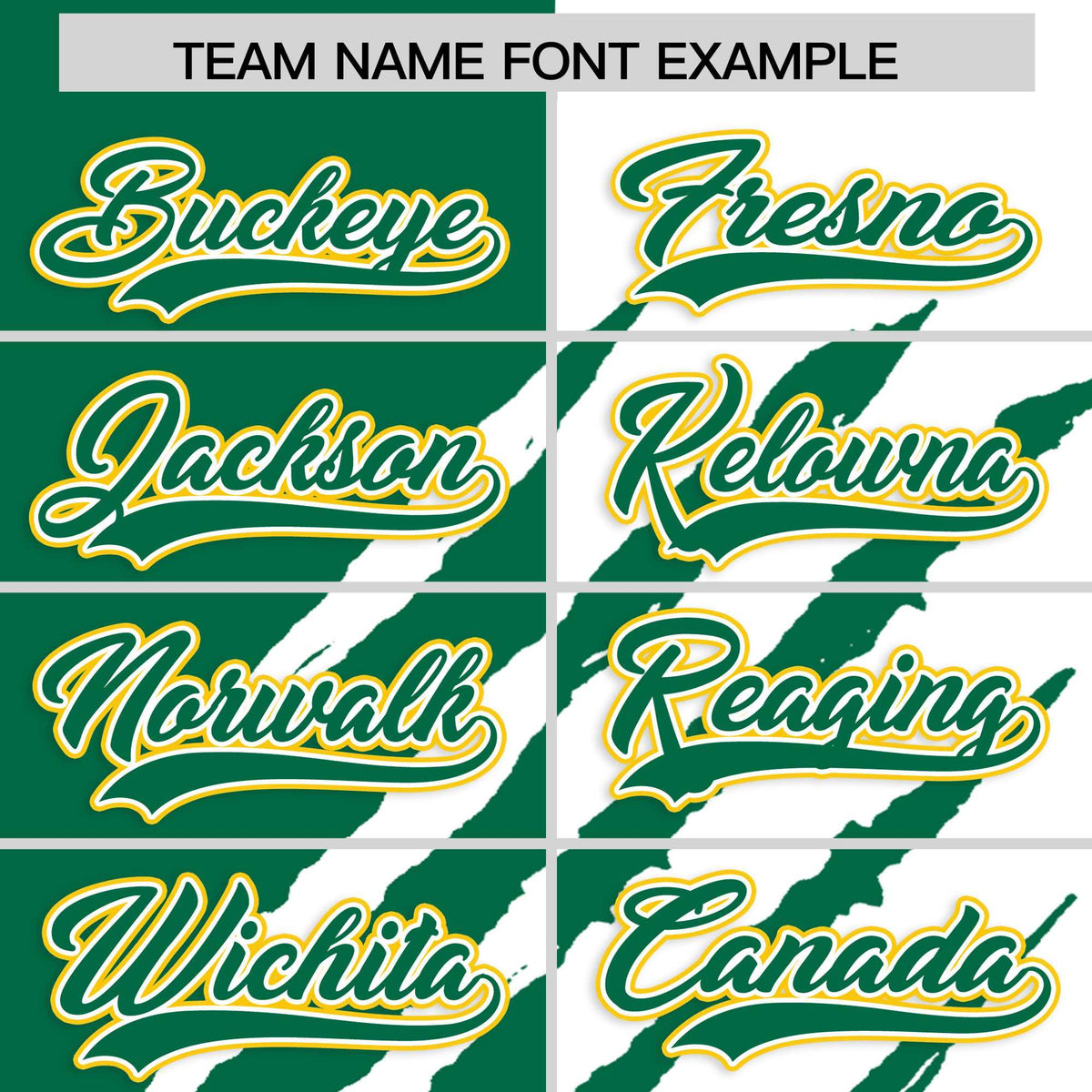 Custom Kelly Green White Split Tiger Claw Scratch Pattern Baseball Jersey