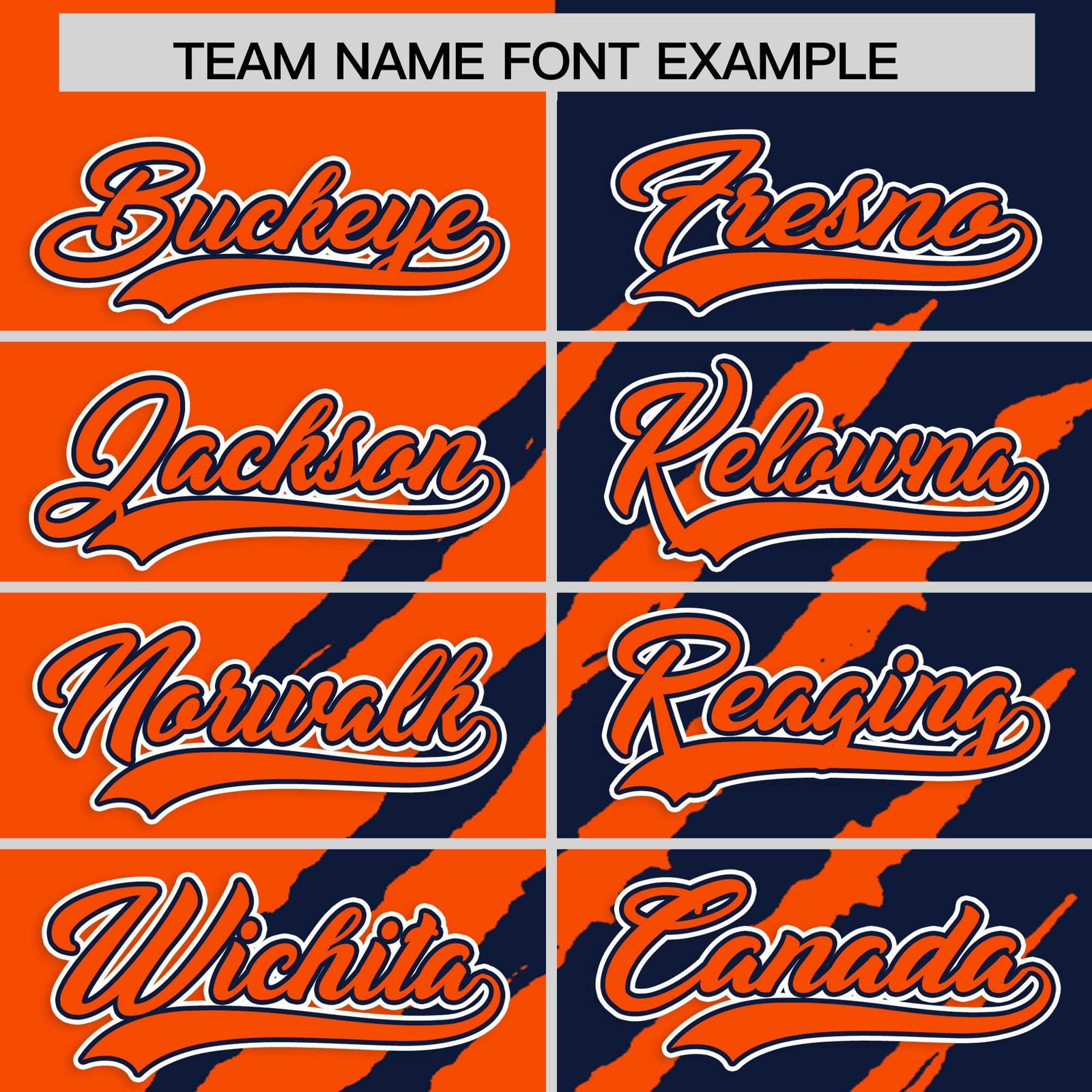 Custom Orange Navy Split Tiger Claw Scratch Pattern Baseball Jersey